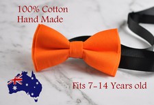 Boy Kids Teenage 100 Cotton CRAFT ORANGE Bow Tie Bowtie Wedding 7-14 Years Old