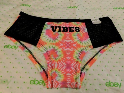 Rue 21 Women's Cotton Boyshort Panties Size MEDIUM Tie Dye Vibes Mesh Sides