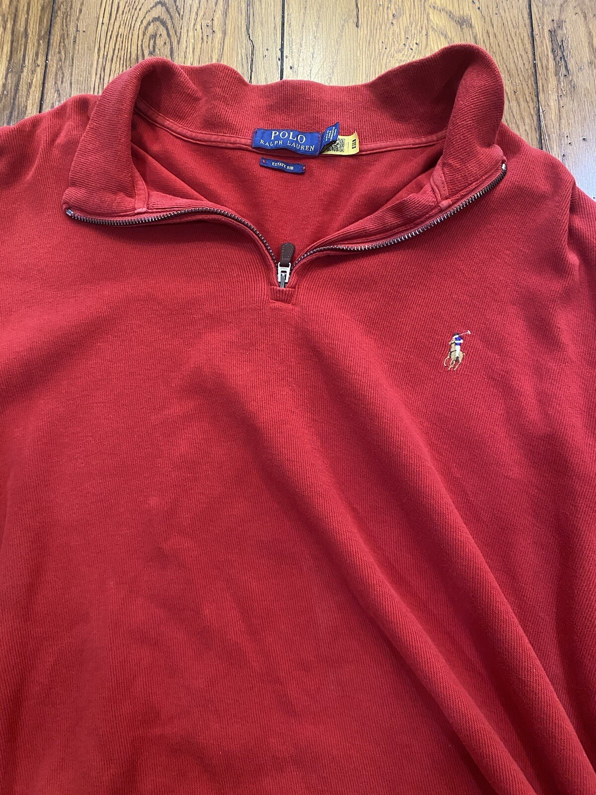 Maglione Polo Ralph Lauren da uomo XL 1 4 quarto cerniera pony carne rossa