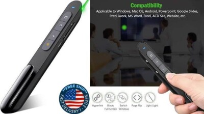 Bluetooth Luz verde USB Recargable Presentación Control remoto Powerpint Clicker