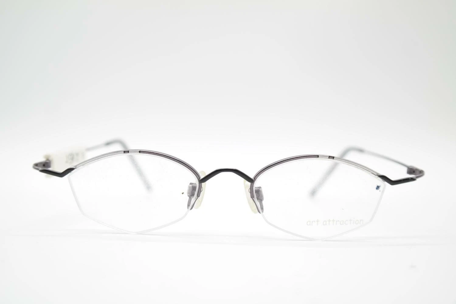 Vintage Art Design 552 Black Violet Silver Half Rim Glasses Eyeglass Frame NOS