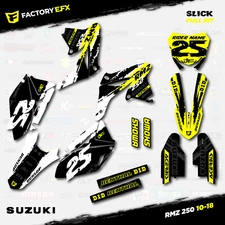 White Yellow Slick Racing Graphics Kit fits 10-18 Suzuki RMZ250 Decal RMZ 250