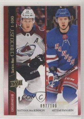 2020-21 Upper Deck Checklist UD Exclusives Nathan MacKinnon Artemi Panarin 10bi