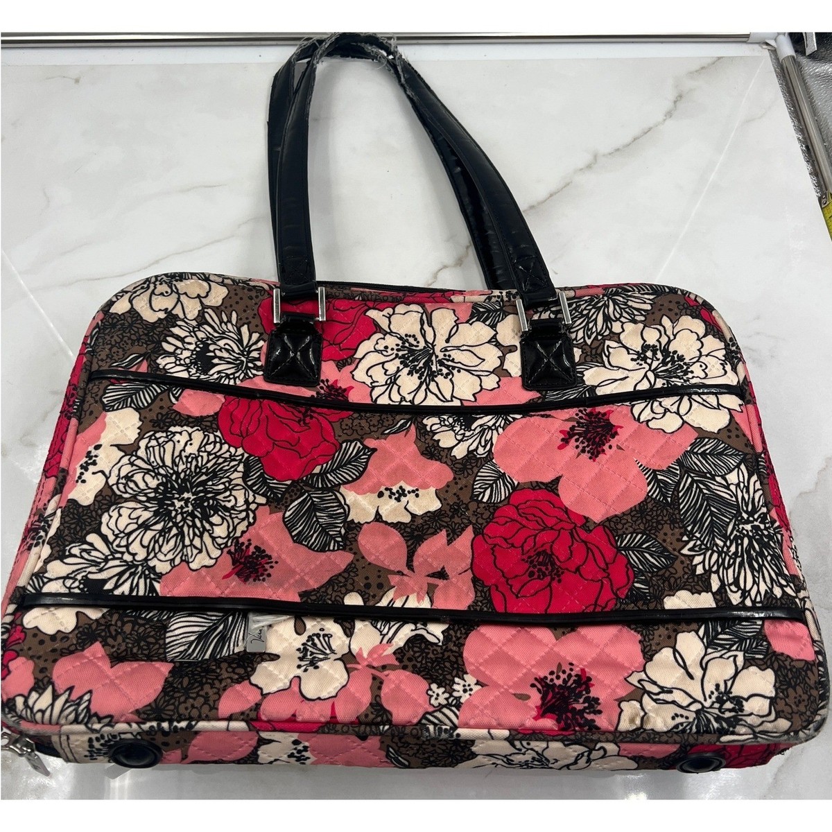 Vera Bradley Night and Day Rose Quilted Laptop Travel Bag Floral
