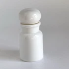 Vintage White Milk Glass Apothecary Storage Jar Bubble Top 6” MCM Marked Belgium