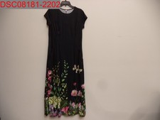 Women's Black Butterfly & Floral Scoop Neck Pocketed Dress, Size M 100034414