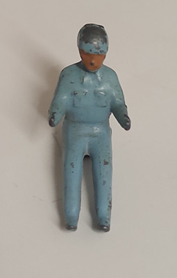 Vintage A.C. Gilbert Erector Set Metal Driver Engineer Figure 1950s Blue 1'' Toy