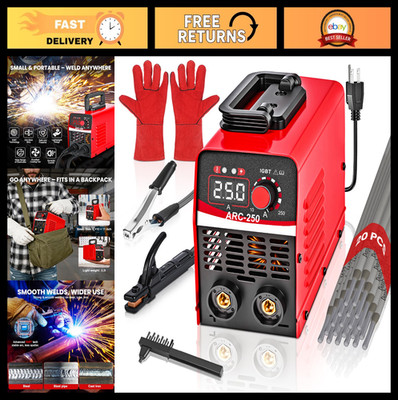 Portable Mini Stick Welder 250A 110V, Compact Arc Welding Kit with 20 Rods & Glo
