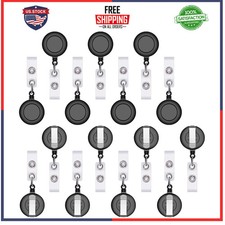 15 Pack Retractable ID Name Badge Holder Reel with Belt Clip Black
