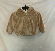 Gymboree Girls Size 2T Tan Brown Faux Fur Zipper Hood 3D Ears Jacket