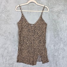 Reformation Dress Womens M Brown Leopard Print V Neck Strappy Slip Mini