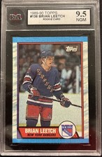 1989 TOPPS #136 BRIAN LEETCH RC ROOKIE KSA 9.5