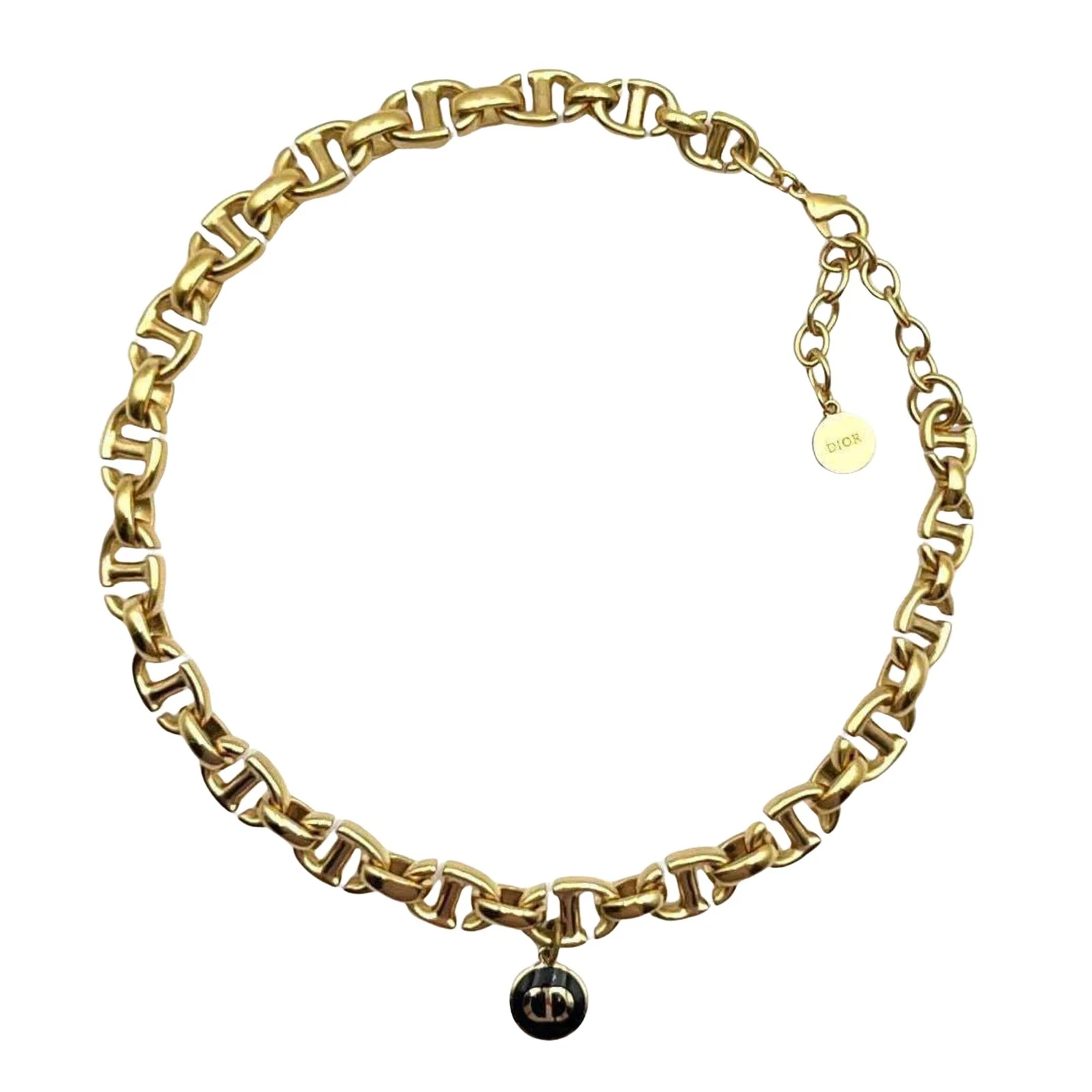 Collier Dior CD métal doré bijou authentique