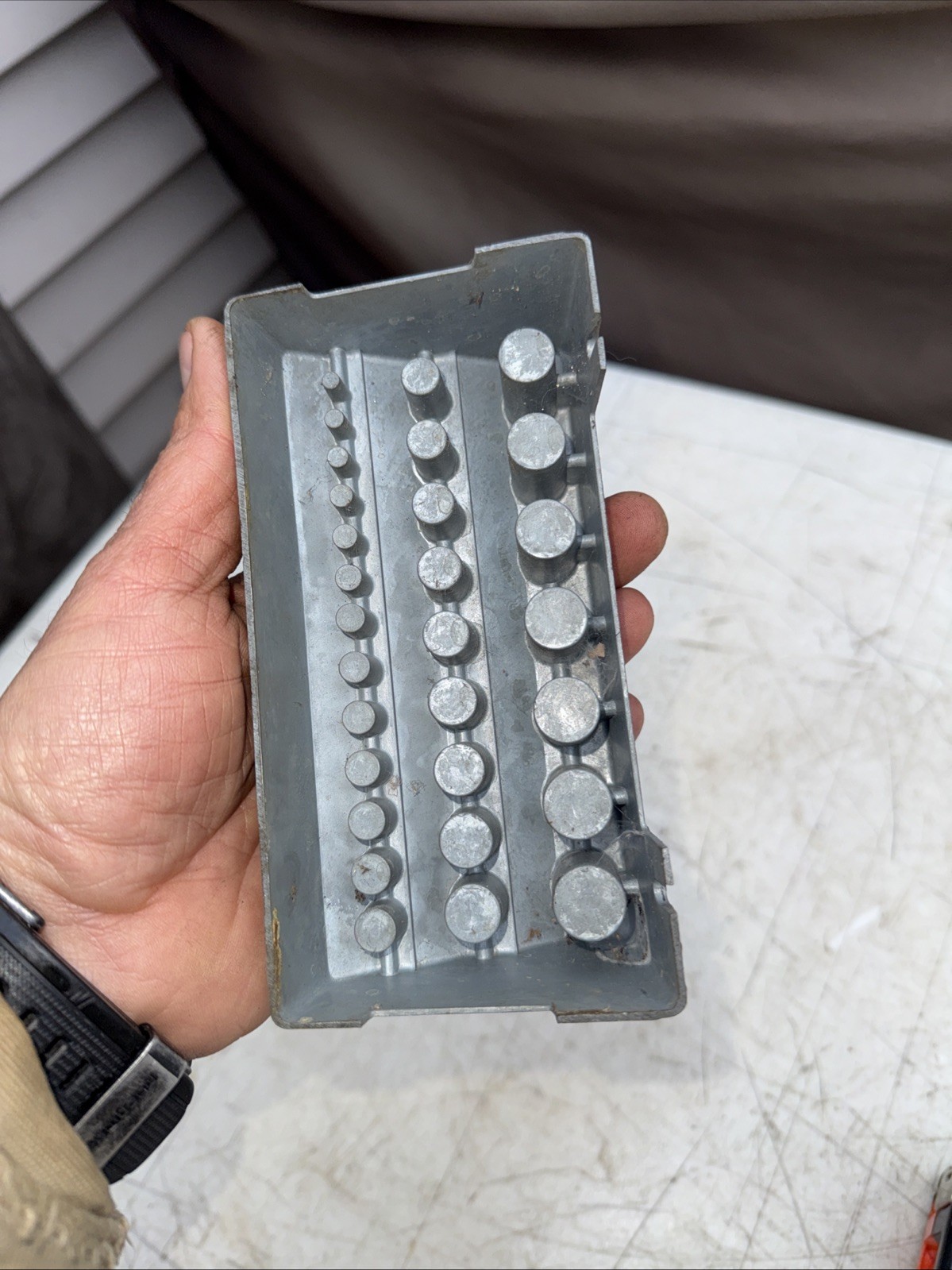 Vintage Metal 29-Hole Drill Bit Stand, 1/16" to 1/2", USA