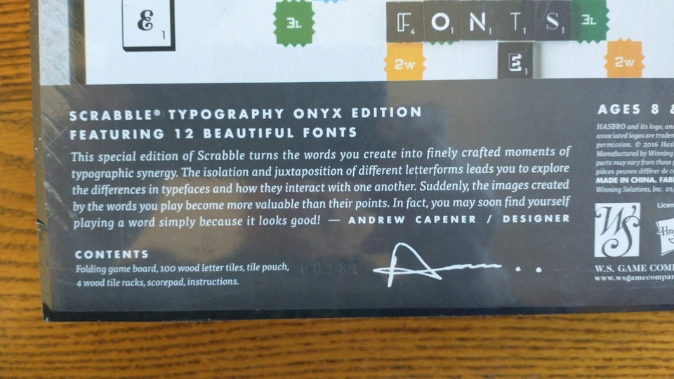 SCRABBLE TYPOGRAPHY ONYX EDITION*BARNES AND NOBLE*EXCLUSIVE EL FACTORY SEALED* - Image 2 of 4