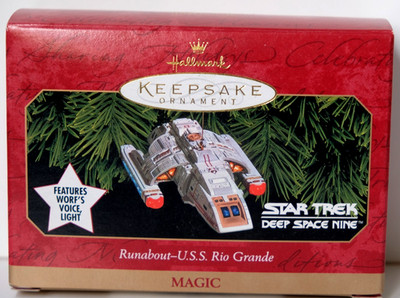 1999 Hallmark Star Trek DS9 Runabout USS Rio Grande Ornament Light Voice NIB