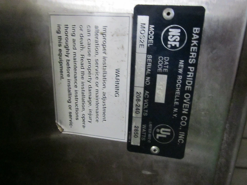 Horno de cubierta de piedra para pizza/pretzel panaderos Pride MOS2E 208/240V 1ph PROBADO Foto 3 de 4