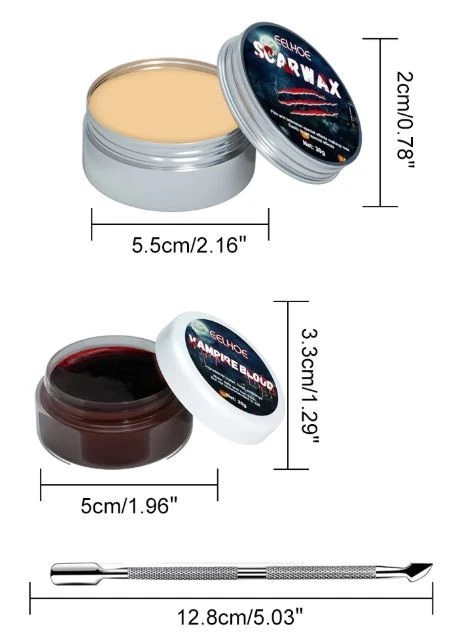 Kit de Maquillaje de Cera Halloween SFX Paquete de 3 - Heridas Falsas, Cicatrices y Gel de Sangre Set Foto 2 de 4