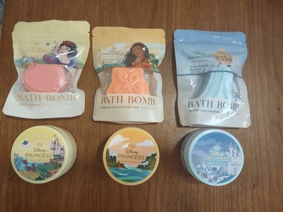 Disney Princess Bath Bombs & Body Scrubs Set Apple Hibiscus Coconut Vanilla Rose