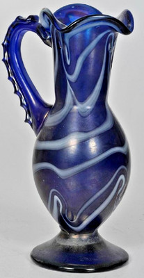 Magnificent Art Nouveau Changeart Décor Iridescent Art Glass Ewer Pitcher Vase