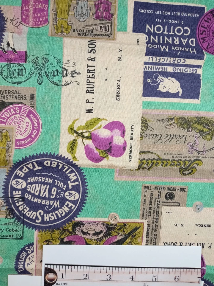 Fabric Lecien by Susan Gower Vintage Store Nifty Thirty Dry Goods 16" x 43" - Image 3 of 4