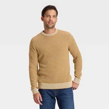 Men's Textured Striped Crewneck Sweater - Goodfellow & Co