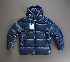 Piumino uomo Moncler Ecrins originale con cappuccio blu scuro nuovo taglia 56/XXL