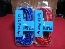 Lot Of 2 Type C to iPhone 4 Ft Charging Cable Free Shipping