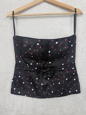 Vintage Y2K Polka Dot Bow Corset Top Bustier Strapless Women s 8 Goth Whimsigoth