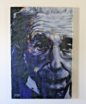 EINSTEIN by Stephen Fishwick IT'S ALL RELATIVE Signed Wall Decor 24x36''