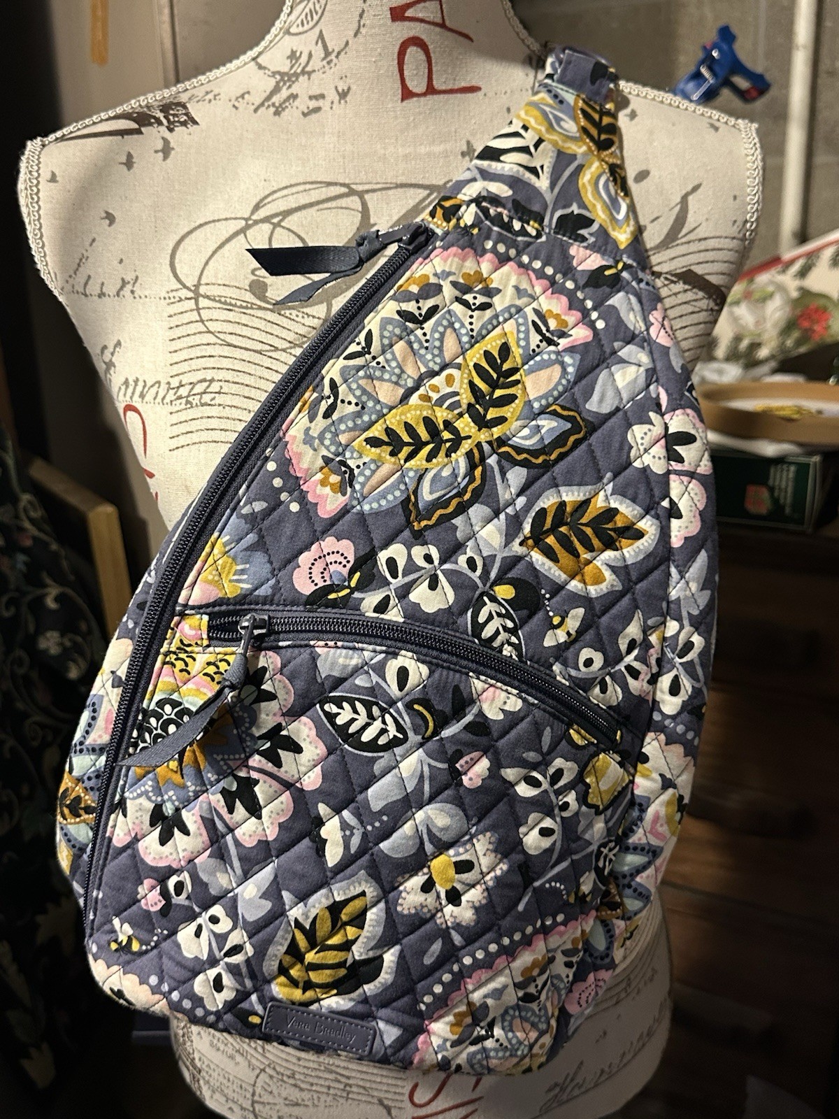 Vera Bradley Lighten Up Sling Backpack Charmont Meadow Gray