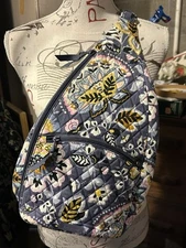 Vera Bradley Lighten Up Sling Backpack Charmont Meadow Gray