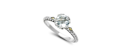 Samuel B Benham Sterling Silver 18k Glow Birthstone Ring White Topaz Size 7-New