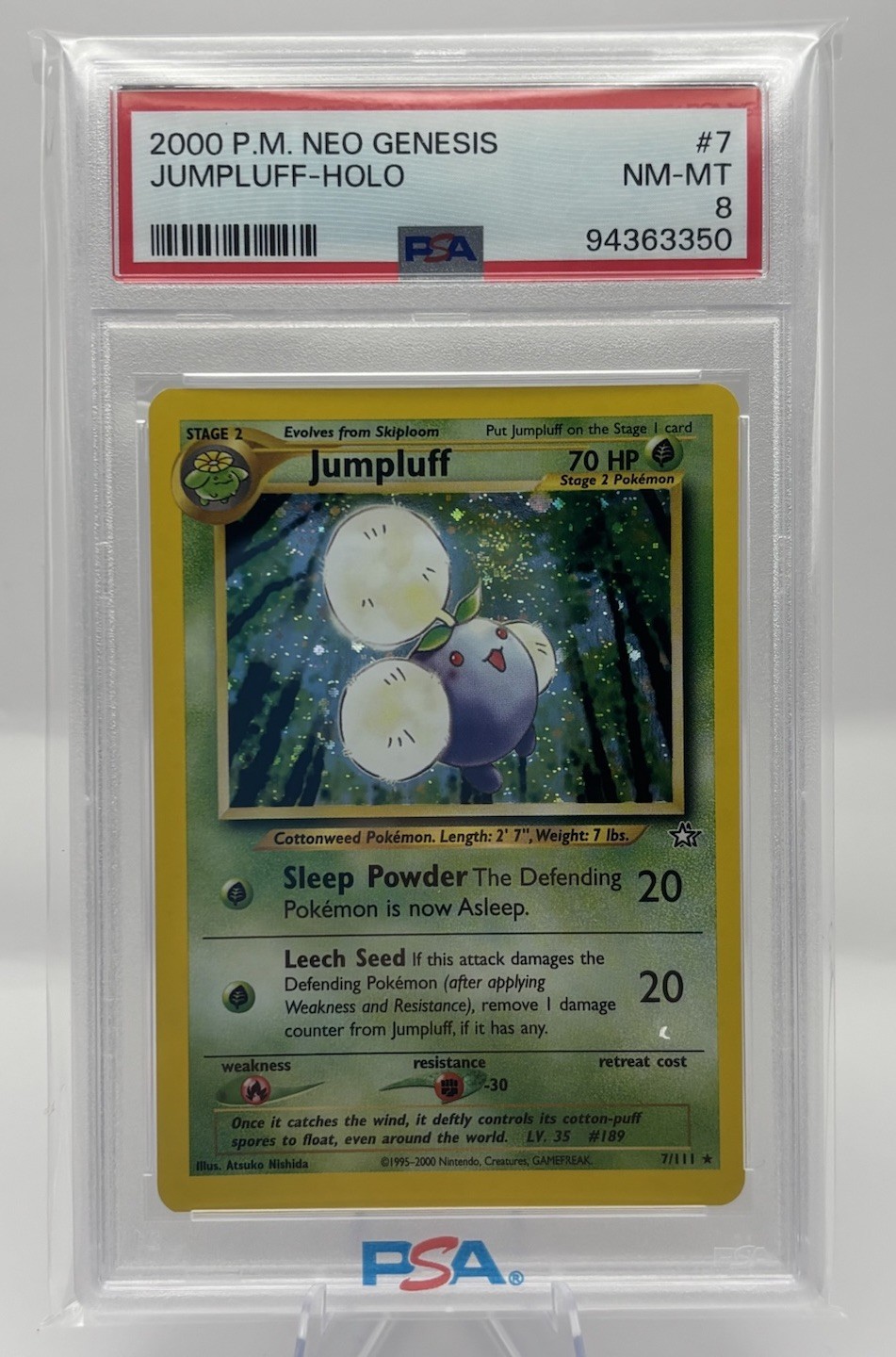 Jumpluff 7/111 Neo Genesis Holo PSA 8 NM-MT