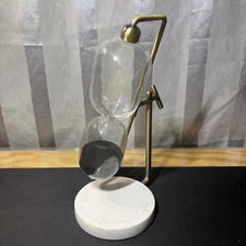 DAYSTAR Hourglass Glass & Black Sand 15 Min Swivel Timer Marble Base PSALM 122:6