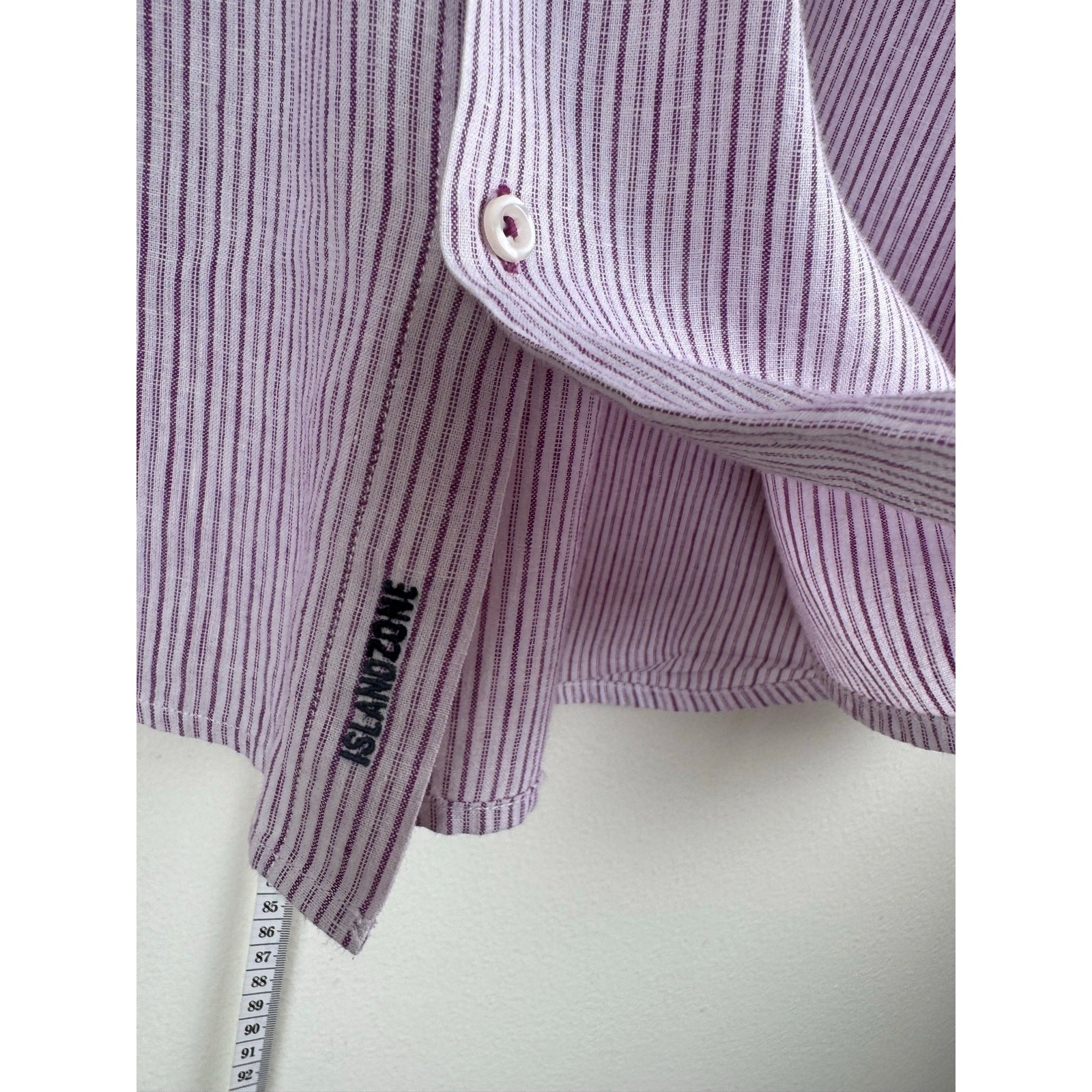 Tommy Bahama IslandZone Shirt Mens Large White Lilac Linen Blend Stripe image 8