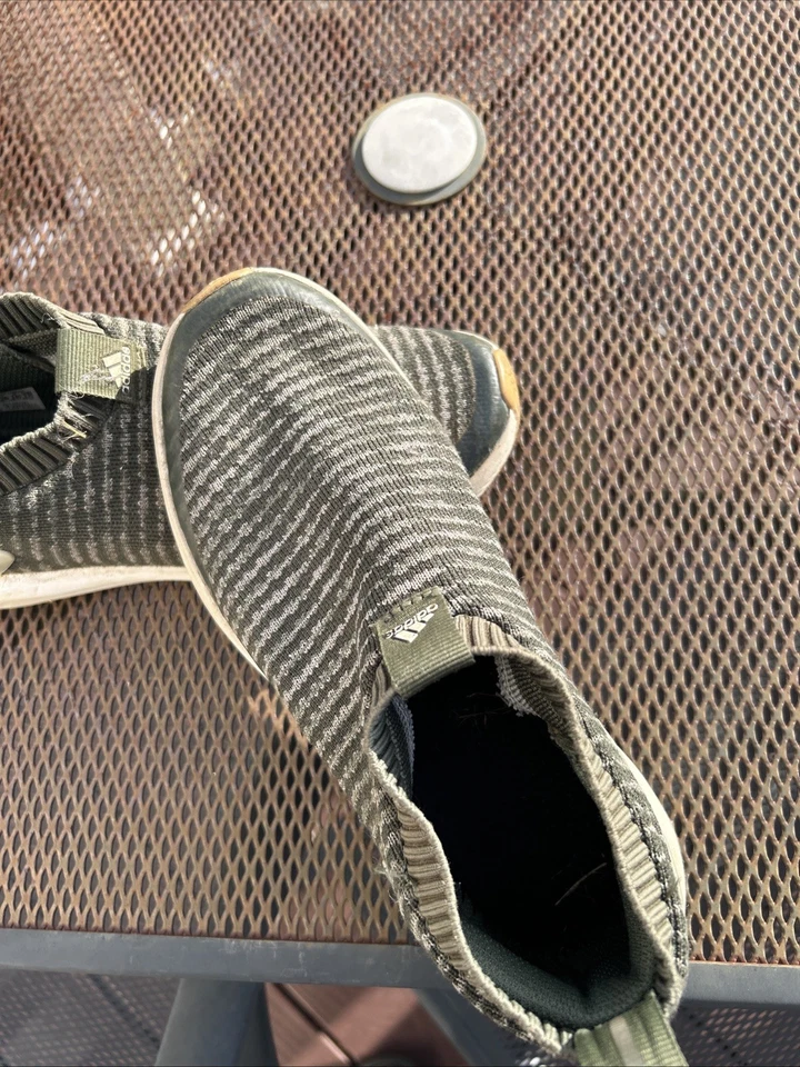 Adidas Zapatillas Sin Cordones con Parte Superior Punto Rayas Verde y Gris, Niños Foto 3 de 4