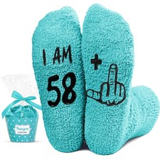 HAPPYPOP 59th Birthday Gifts Ideas - Socks for Medium, Fuzzy I Am 58 1 Green