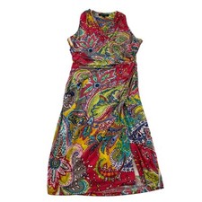 Lauren Ralph Lauren A-Line Dress Women’s 4 Pink Yellow Paisley Faux Wrap Stretch