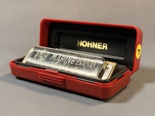 Vtg M Hohner Marine Band Harmonica Key of D A440 Made in Germany w/ Case No 1896