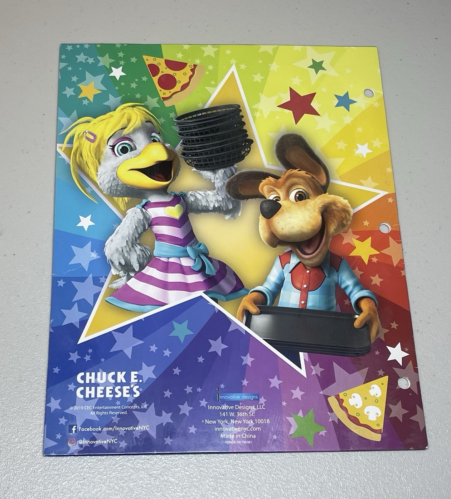 2019 Chuck E Cheese CEC Merch Lot of 2 School Folders Prizes NEW MINT