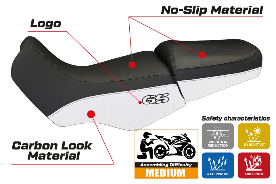 Cubierta de asiento Tappezzeria blanca BMW R1100GS / R1150GS 1994-1999 2000 2001 2002 2003 Foto 2 de 4