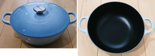 Le Creuset Marmite 22cm 2.6L Coastal Blue Soup Pot Black Matte Enamel Cast Iron