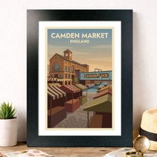 Camden Market, England Travel Poster Giclee Art Print 130-1