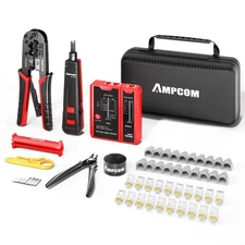 Ethernet Crimping Tool Kit 10 in 1 RJ45 RJ11 Tester Cat6 Cat5e Wire Stripper