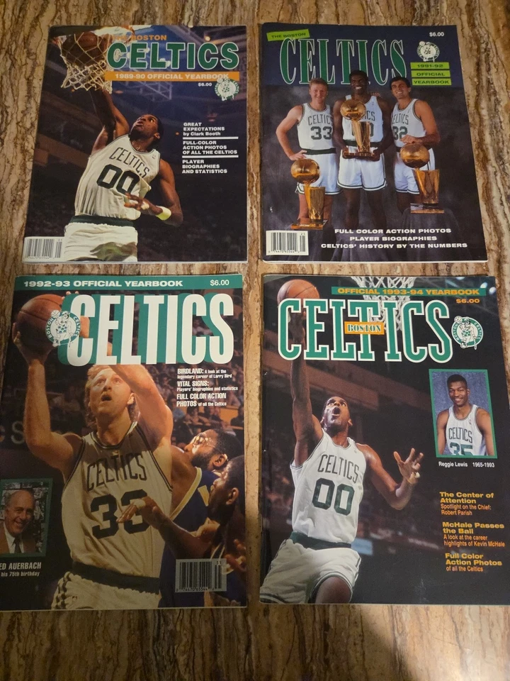 1989-1994/Lote de 4 - Anuarios Oficiales de Boston Celtics - Bird Parish Lewis EX/NM Foto 2 de 4