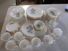 Vintage Oven Ware Fire King Dishes 34 Piece Set, Anniversary Rose