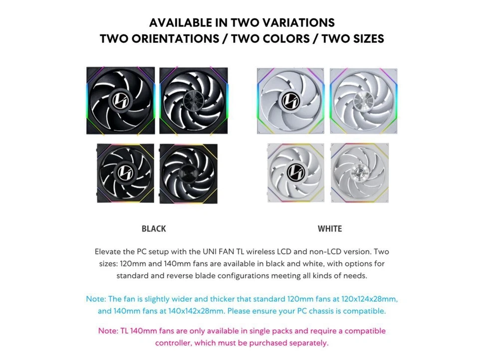 Lian Li UNI Fan TL - LCD Wireless 140 - Single Pack (Reverse Blade) - 2.4 GHz - Image 2 of 4