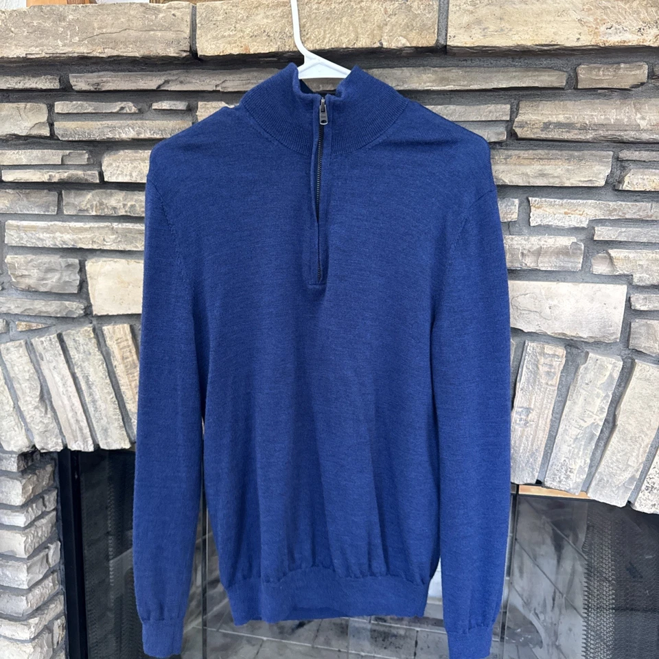Gap 1/2 Zip Sweater Men M Extra Fine Merino Wool Pullover College Preppy V Neck - Image 2 of 4