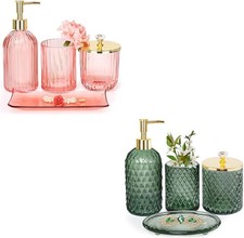 Bathroom Accessories Set 4 Pcs Pink Glass Bathroom Accessories Sets Complete